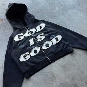 Black “GOD IS GOOD” hoodie SIZE LARGE